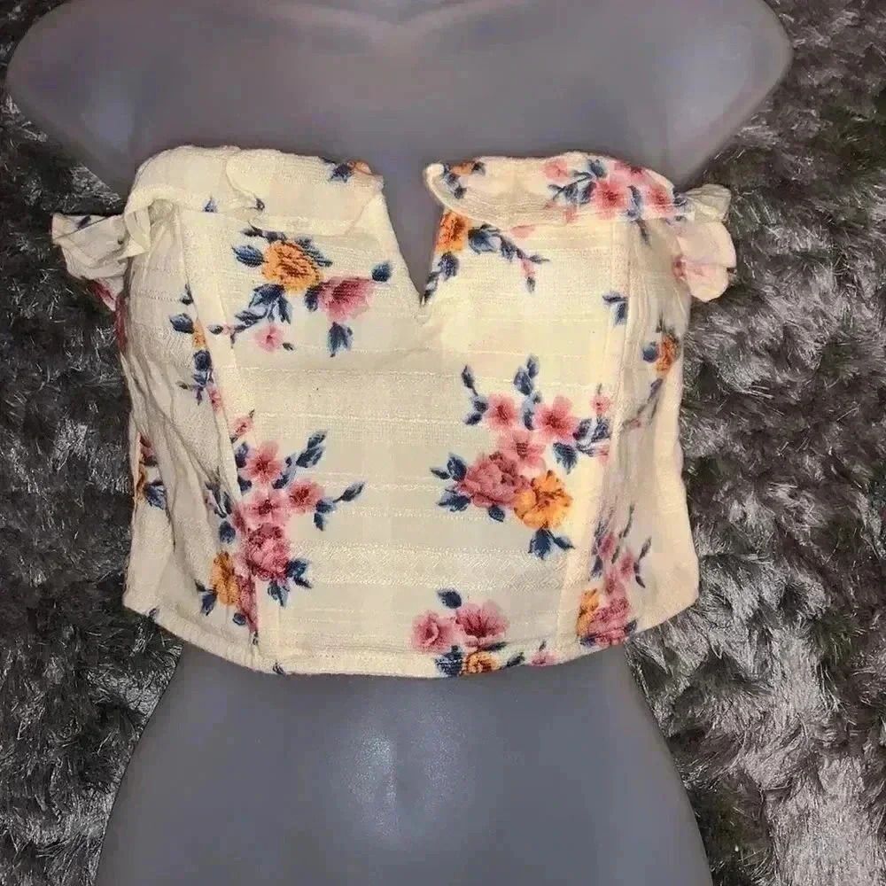American eagle corset crop top with flowers size small